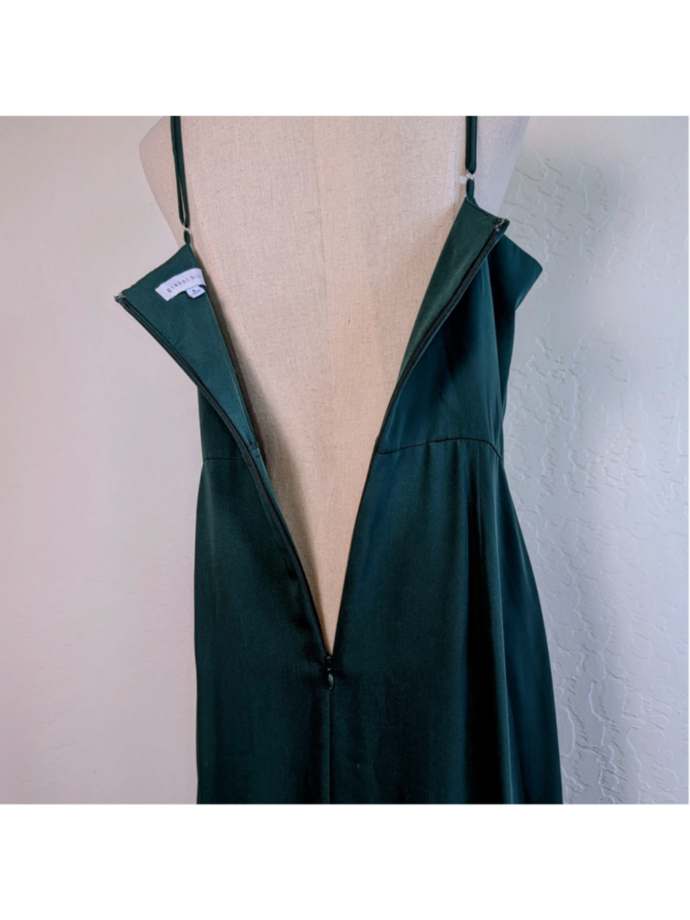 Gianni Bini Emerald Green Asymmetrical Ruffle Midi Dress Slip Strappy Size 8 - Picture 8 of 12
